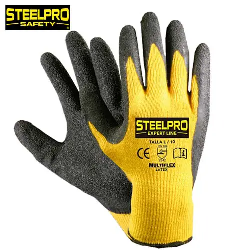 GUANTE MULTIFLEX LATEX DE COLOR AMARILLO STEELPRO